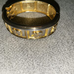 Vintage Mixed Metals Elephant Hinged Bangle Bracelet